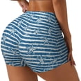 thumbnail image 2 of Fotbe Ocean on Striped Seamless Shorts, Womens Workout Shorts High Waist Stretch Booty Short for Gym/Yoga/Running/Biking-Large, 2 of 9