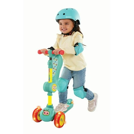 SPARK Cocomelon 3 Wheel Light-Up Scooter with Folding Seat for Boys & Girls Ages 3 and up