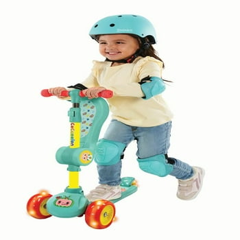 SPARK Cocomelon 3 Wheel Light-Up Scooter with Folding Seat for Boys & Girls Ages 3 and up
