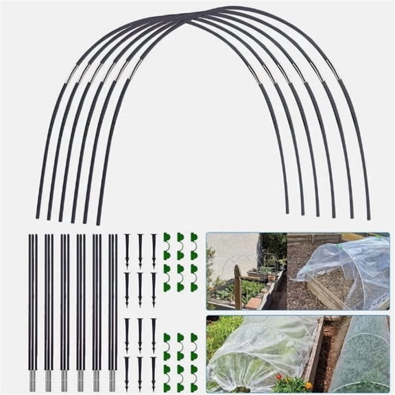 KingFurt Garden Hoops Grow Tunnel, Greenhouse Hoops for Raised Beds, Rust-Proof Fiberglass Frame for Garden Netting, Small Greenhouse Kit
