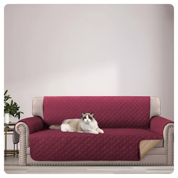 AUQ 2026 New Waterproof Sofa Cover Non-Slip Couch Cover for 3 Cushion Furniture Protector for Dogs Pets Washable Sofa Slipcovers for Sofa, Couch, Loveseat, Sectional, Living Room, Red
