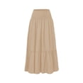 thumbnail image 4 of GJSYRH Women's Summer Casual Elegant Smock Layered Tiered Maxi Skirt High Waisted A Line Flowy Long Skirts with Pockets Beige S, 4 of 6