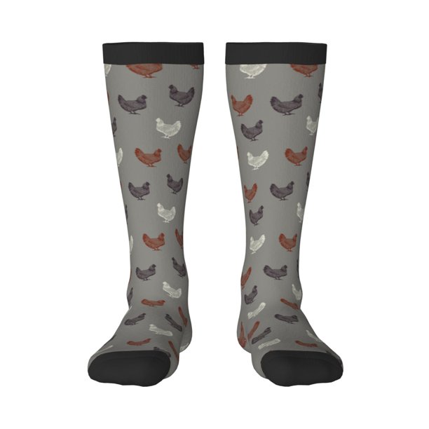 Fotbe Rooster Calcetas Divertidas Estampadas para Hombre y Mujer, Calcetas de Algodón hasta la Rodilla para Caminar, Correr, Enfermería y Embarazo
