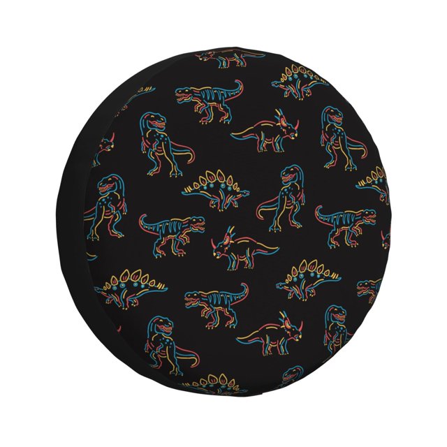 Balery Neon Dinosaur Cubiertas para Neumáticos - Protector Resistente para Neumáticos de Camioneta, SUV, Remolque, Camper y RV-16 inch