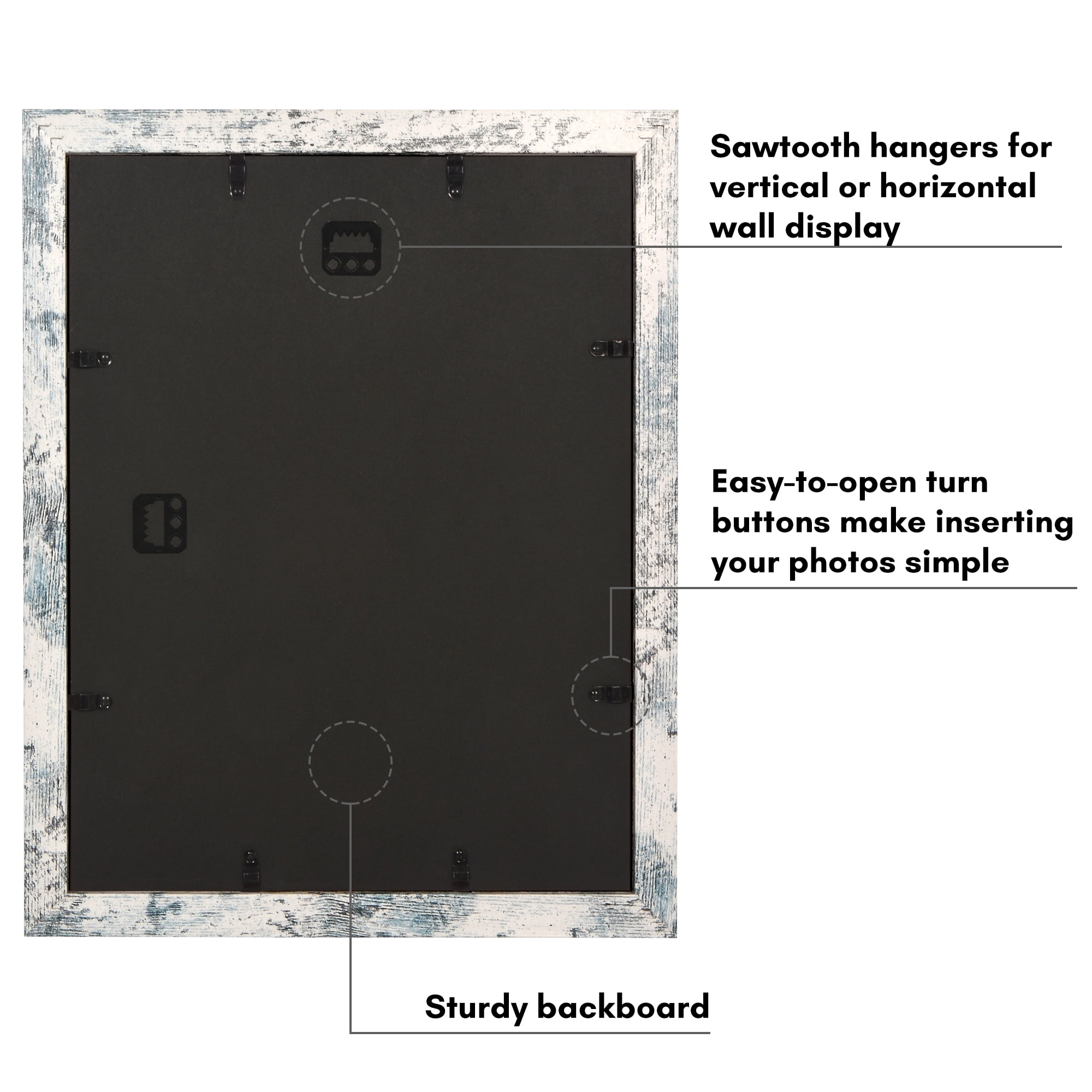 Americanflat 11x14 Picture Frame with Shatter-Resistant Glass Fits 8x10 Photos with Mat Hudson Distressed - White