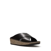 Women's Lulu Lux Graphic-Weave Leather Cross-Strap Slide Sandals