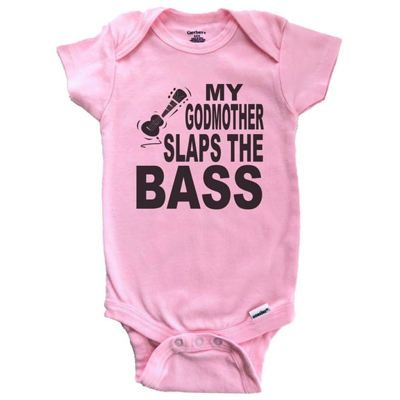 My Godmother Slaps The Bass Funny Music Baby Bodysuit (Pink)