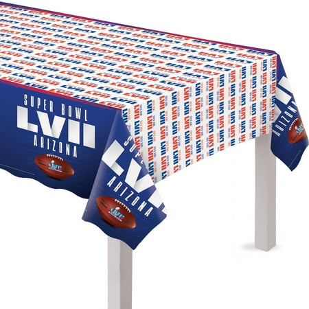 2023 Super Bowl LVII All-Over-Print Rectangle Plastic Party Tablecover, 96IN x 54IN