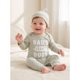 thumbnail image 5 of RUINIXCW Dad's Little Dude Baby Boy Fall Winter Outfit Romper Newborn Baby Boy Hospital Coming Home Outfit Waffled Striped Letter Long Sleeve Jumpsuit Hat Set, 5 of 9