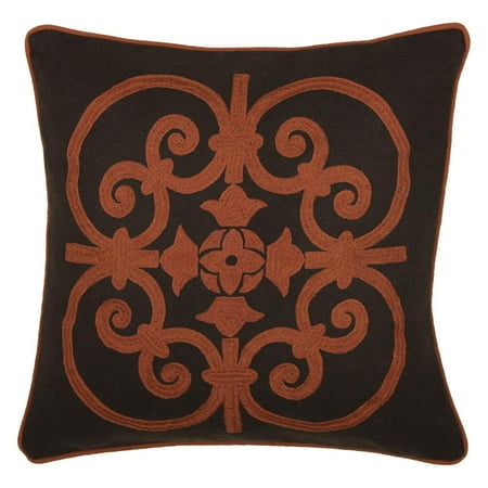 Rizzy Home Embroidered Wrought Iron Scroll and Welt Decorative Accent Pillow