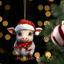 LHWEN Christmas Creative Niu Niu Hanging Acrylic Flat Pendant Tree Ornament Durable Reusable Decoration Easy to Install for Party Wedding Home Decor Personalized Gifts