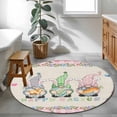 thumbnail image 3 of Round Rugs 3Ft, Easter Round Area Rug Washable Indoor Throw Carpet, Country Gnomes Rabbit Colorful Eggs Flowers Treill Small Non Slip Circle Rug for Bedroom Living Room Home Decor Aesthetic, 3 of 8
