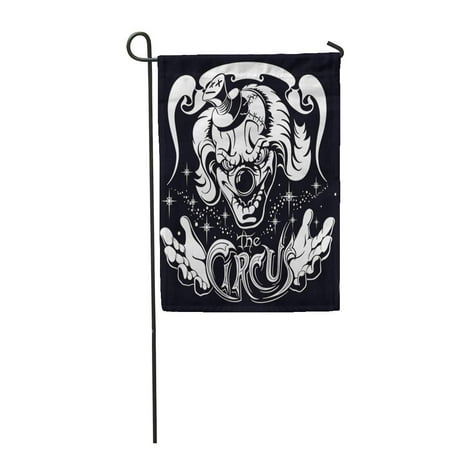 KDAGR Scary Clown Head His Hands and Old Inscription Circus Garden Flag Decorative Flag House Banner 12x18 inch