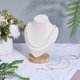 thumbnail image 4 of 1 Soporte de exhibición de collares con forma de busto, de terciopelo blanco, con base de madera. Organizador de joyas., 4 of 9