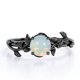 thumbnail image 1 of JeenMata Anillo de Compromiso con Engaste en Garra de Ópalo de Fuego de Forma Redonda de 0,50 Quilates, Diseño Inspirado en la Naturaleza Chapado en Oro Negro de 18 K sobre Plata, 1 of 6