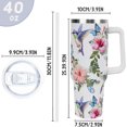 thumbnail image 2 of 40oz Tumbler with Handle and Straw Hummingbird Tumbler Hummingbird Coffee Travel Mug 40oz Hummingbird Leak Proof Insulated Tumbler Hummingbird Gifts for Women, 2 of 6