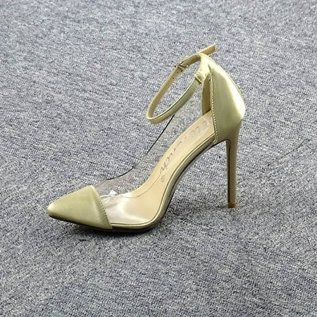 

Women s Shoes Summer Elegant Stilettos Super High Heels Pointed Color Matching Transparent Fashion Ankle Strap Sandals