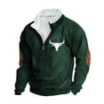 thumbnail image 2 of LEBONYARD Men's Cotton Crewneck Tee with Long Sleeves,Mens Sweatshirts and Hoodies,Fashion Men Winter Zipper Casual Tops Long Sleeve V-Neck Sweatshirt Green XXXXXL, 2 of 3