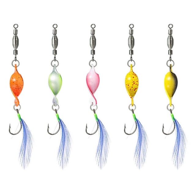 5pcs/box Fishing Spinner Bait Spoon Lures Metal Fishing Bass Pike Hard Feather