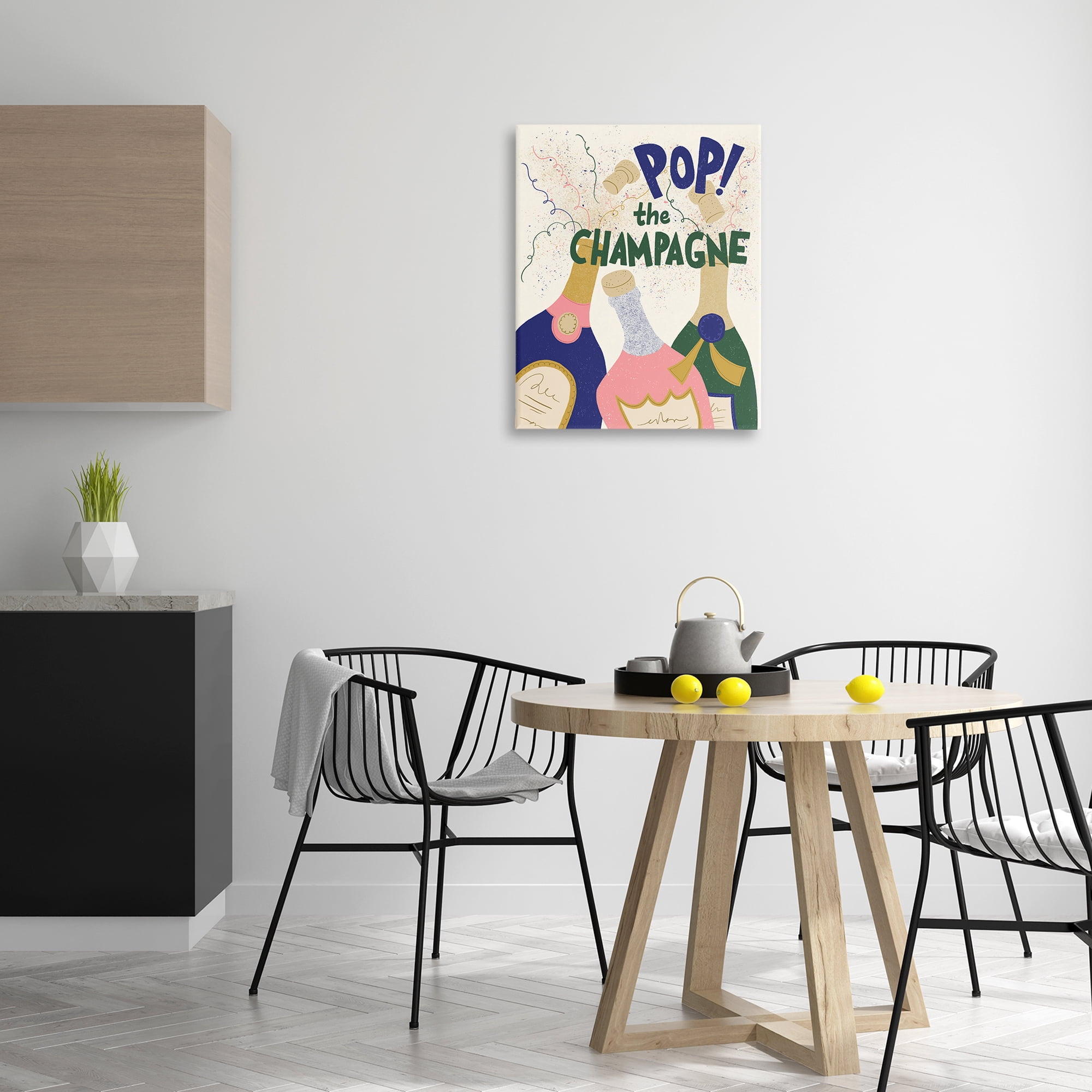 Stupell Industries Pop The Champagne Celebrate Food & Beverage Painting Wrapped Canvas Art Print Wall Art, 24 x 30