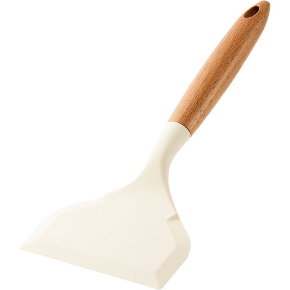 LiUMX Wooden Handle Silicone Cooking Spatula, Wide Thin Flexible Head for Tamagoyaki Omelets, Pancakes, Burgers, 230°C Heat Resistant & Non-Scratch Kitchen Turner