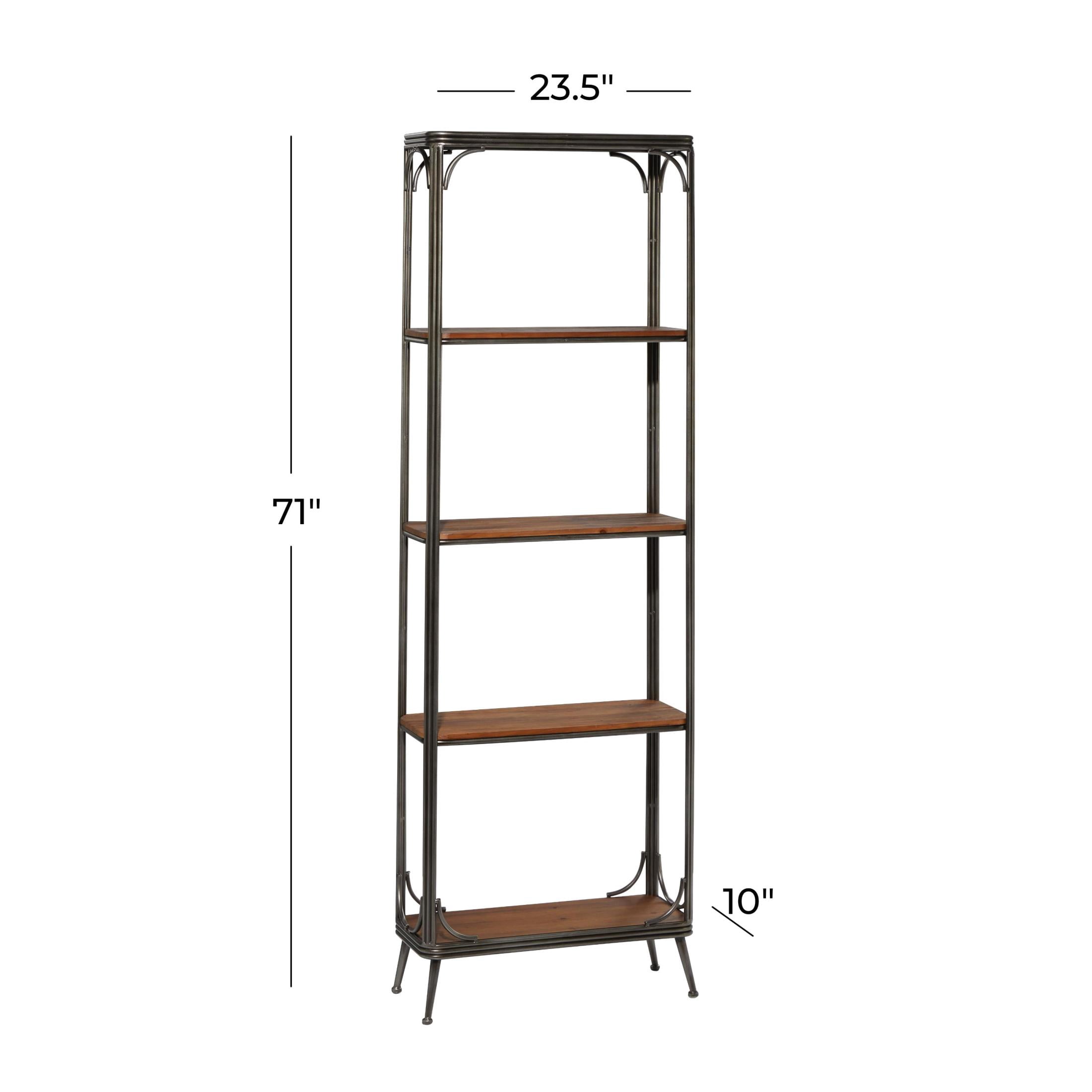 DecMode 24" x 71" Brown Wood 5-Tier Shelving Unit, 1-Piece
