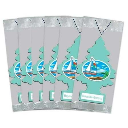 LITTLE TREES Car Air Freshener Bayside Breeze, 6 Pack