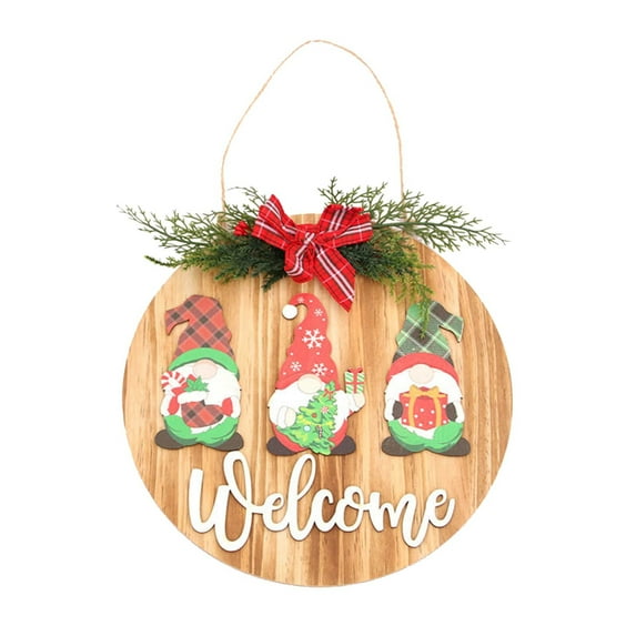 VerPetridure Christmas Wooden Door Hanging Christmas Decorations Hotel Cafe Welcome Pendant Faceless Dwarf Doll Door Hanging