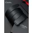 thumbnail image 3 of Catelles Men's Automatic Buckle Black Cowhide Leather Belt - 1.38" Width, Fits 33-35" Waist, Toothless Design, Wear-Resistant & Comfortable, Gift Box Included, 3 of 11