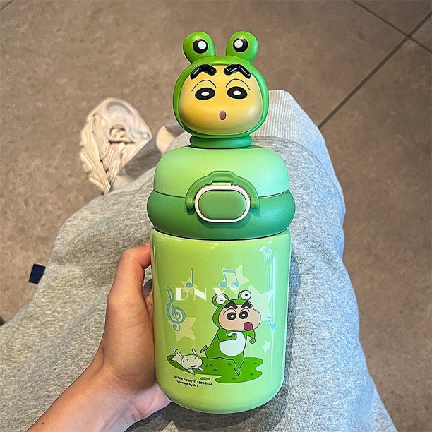 Taza termo para niños Crayon Shin-chan de calidad alimentaria 316, taza de agua de acero inoxidable de alta apariencia para niñas, taza con pajita anticaída