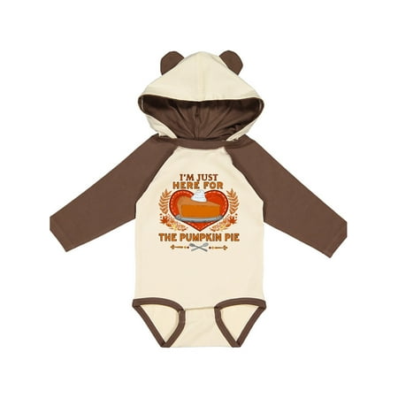 

Inktastic I m Just Here for the Pumpkin Pie with Heart and Leaves Gift Baby Boy or Baby Girl Long Sleeve Bodysuit