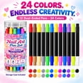 24 Colors Dual Ended Nail Art Pens Set, Fine Liner and Brush Tips for ...