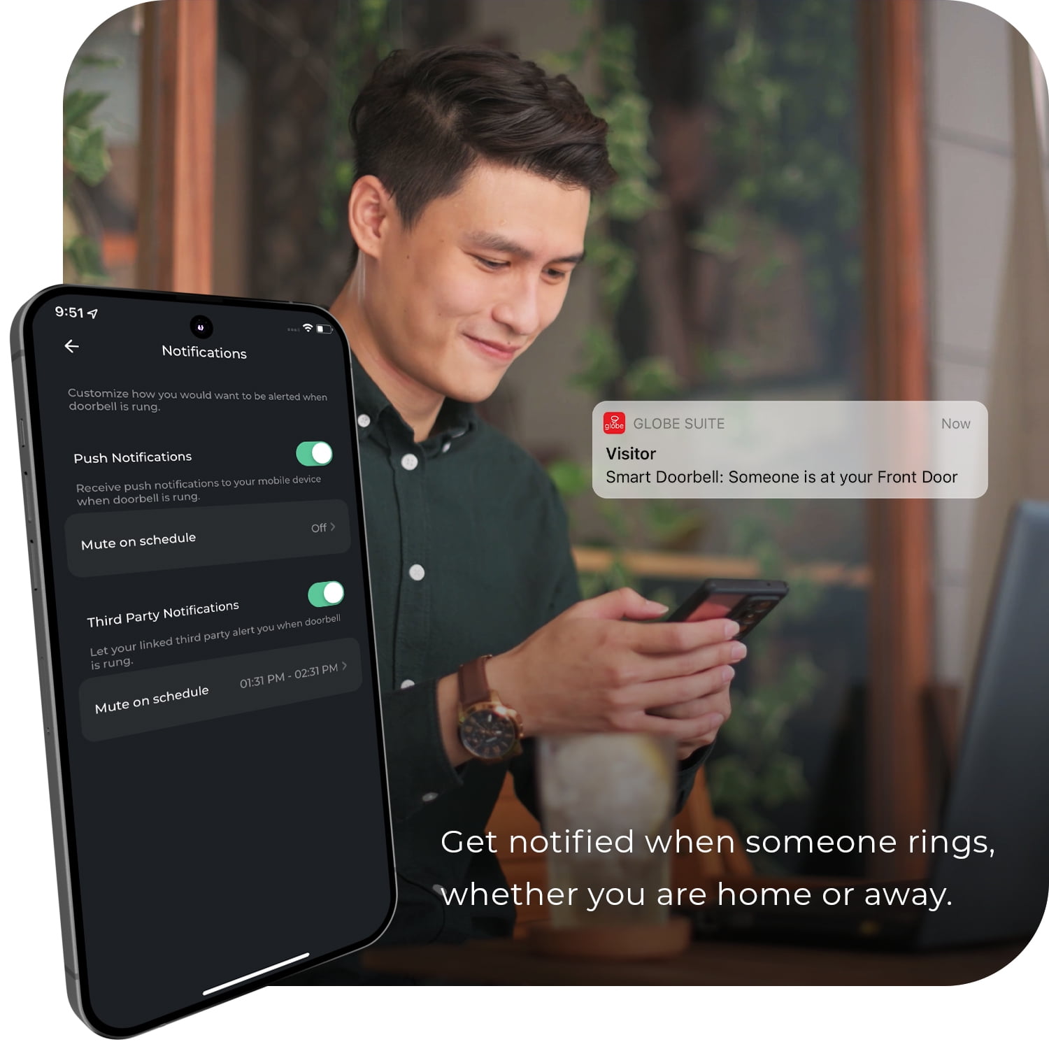 Globe Electric Wi-Fi Smart Wireless Doorbell Chime Kit with Lighted Plug-In Chime and Battery Operated Lighted Doorbell