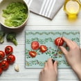 thumbnail image 4 of Green Flower Cutting Board, Horizontal Foliage Pattern Ornamental Abstract Design Vintage Style Romance, Decorative Tempered Glass Cutting and Serving Board, Small Size, Multicolor, by Ambesonne, 4 of 5
