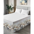thumbnail image 4 of Magnolia Flower Bed Skirt California King Size 16" Drop Retro Flowers Modern Abstract Ruffled Wrap Around Bed Skirts Adjustable Elastic Bedskirt Dust Ruffle for California King Size Bed, 4 of 7