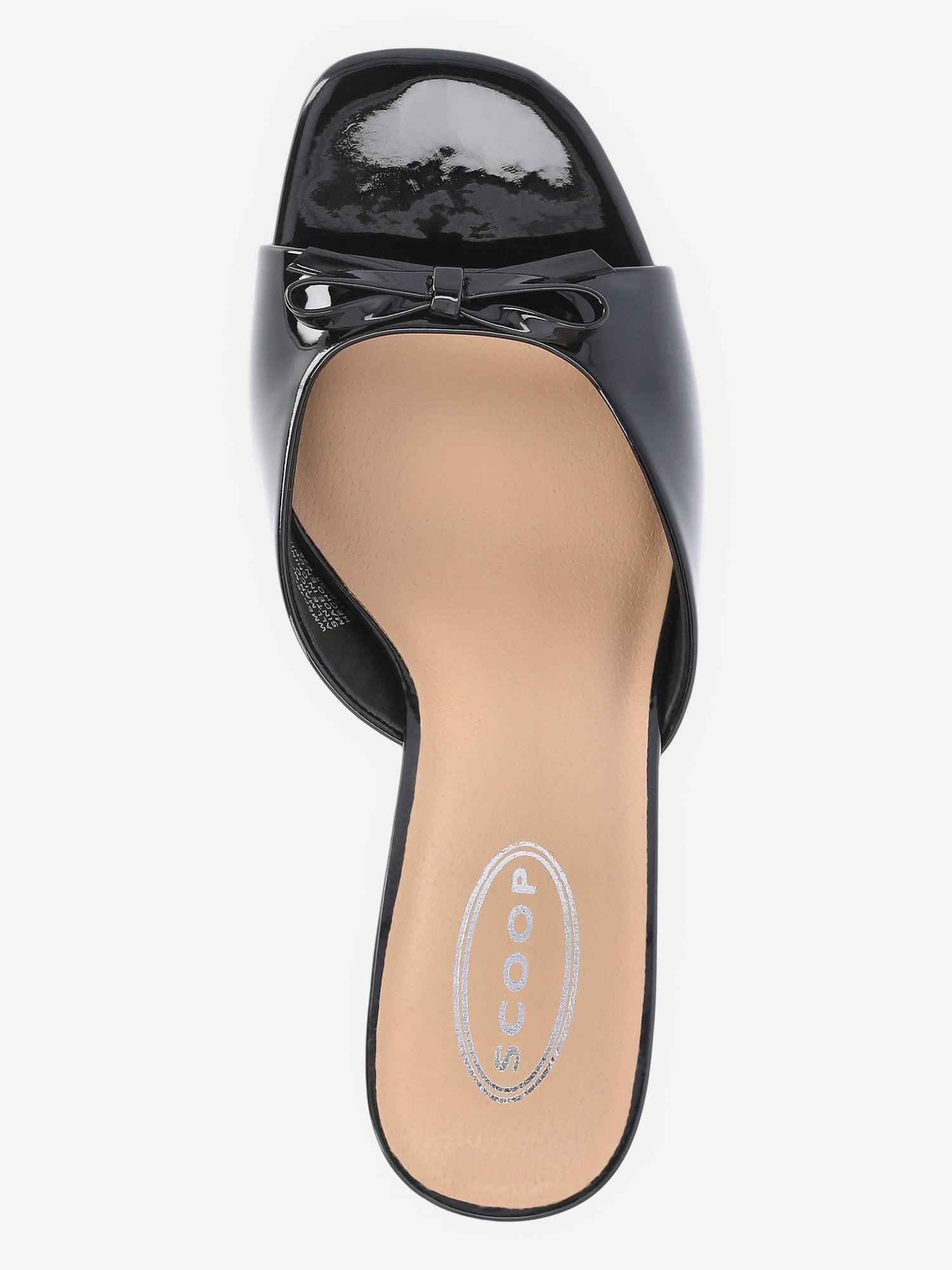 Scoop Women's Patent Faux Leather Open Toe Bow Mule Heels