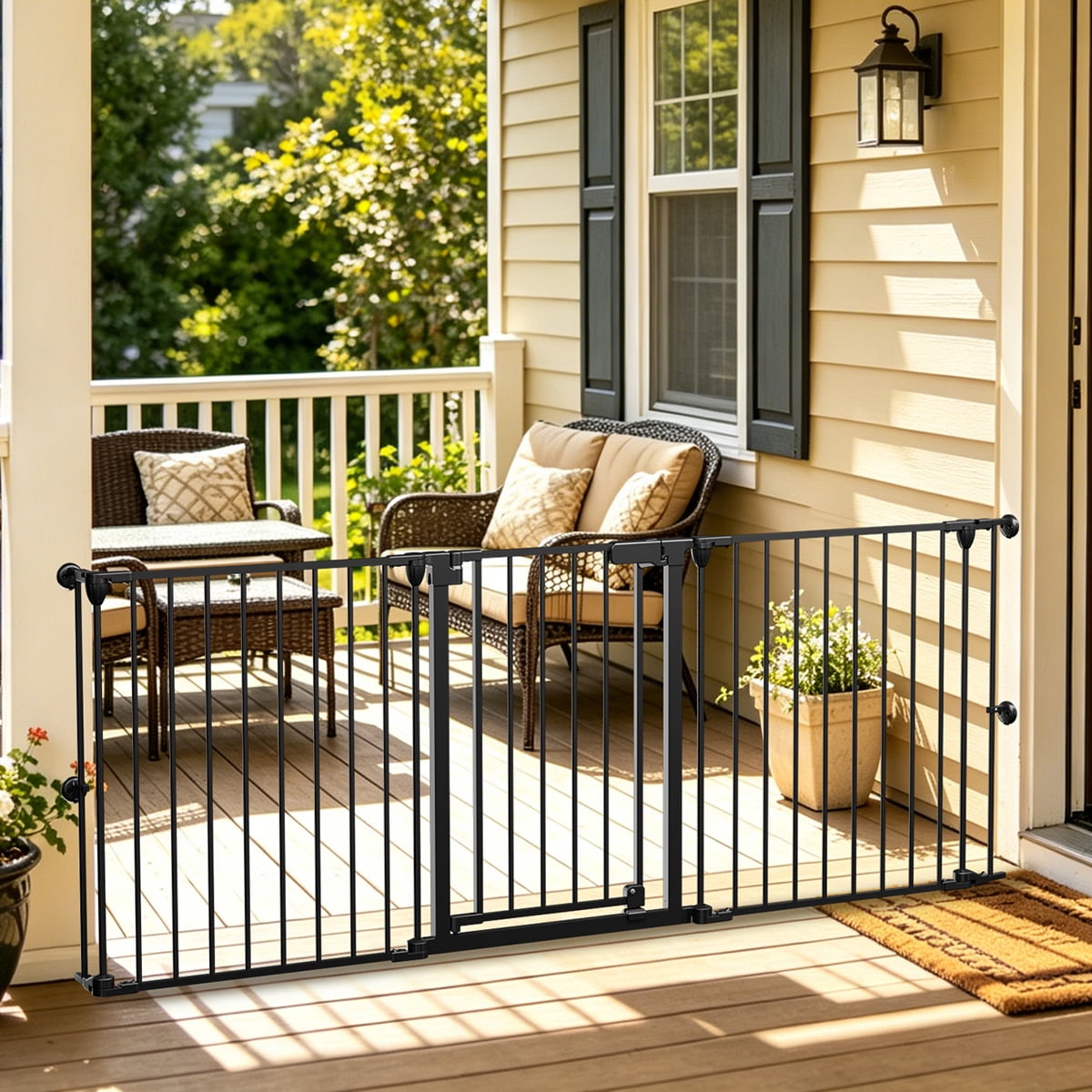 Pet Gates, DOMIPET Dog Playpen 5Panel 128" Extra Wide 30" Tall Fireplace Fence Playard, Black