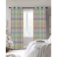 thumbnail image 4 of Colorful Grid Plaid Kitchen Curtains Country Vintage Simple Geometric Cafe Short Curtains for Bathroom Blackout Window Curtain Small Window Treatment Drapes for Bedroom Living Room 27.5"x39"x2, 4 of 9
