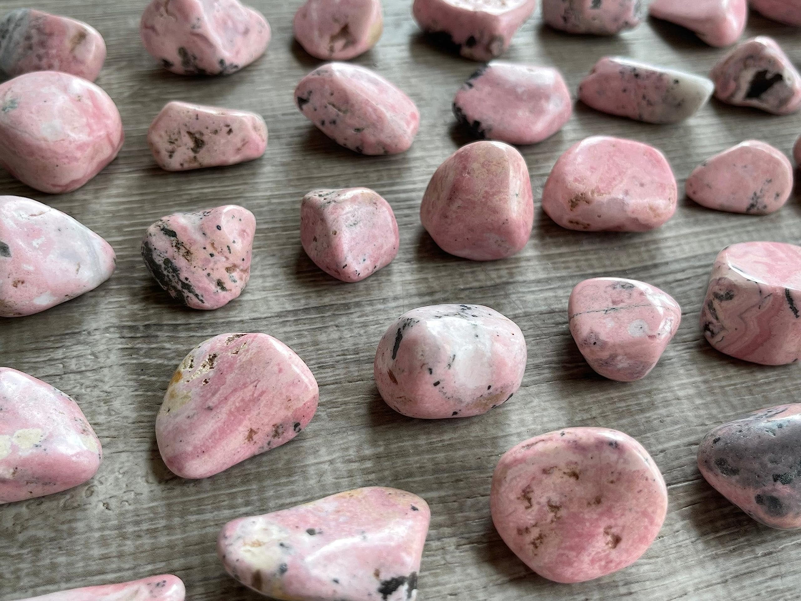 Rhodonite Tumbled Stones, Polished Rhodonite Gemstone, Rhodonite Healing Crystals (Rhodonite, 3 Pound)