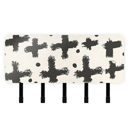 Cross Black Mail Holder Organizer Wall Mount with Shelf Key Holder Key Rack with 5 Key Hooks for Wall Decorative