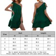 thumbnail image 2 of Vestidos De Playa Vestido corto de mujer con pliegues y cuello de un hombro para cóctel (verde oscuro XL Cgtredaw Para estrenar, 2 of 6