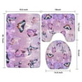 thumbnail image 3 of Purple Butterfly Pattern Bathroom Rugs Sets 3 Piece,Toilet Cover Set,Absorbent Non Slip Bathroom Mats Sets with U-Shaped Contour Rug Toilet Rug Set, 3 of 5