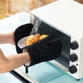 thumbnail image 4 of Oven Mitts and Pot Holders 4 pcs Set,High Heat Resistant 500 Degree Extra Thicken Long Kitchen Cotton Oven Glove for Cooking (,Black), 4 of 5