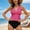Hot Pink, variant on Women's High Waisted Tankini Swimsuits Ruffle Push Up Top & Tummy Control Bottom Two Piece Swimwear