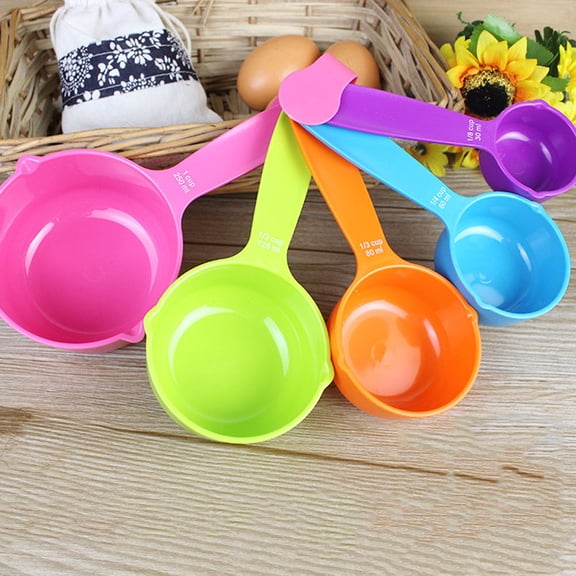 Colorful Measuring Cups and Spoons Set 5 Piece for Baking Tools Easy Storage Assorted Color
