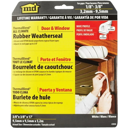 

1PK M-D White 17 Ft. Rubber Weatherstrip