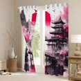 thumbnail image 3 of Homewish Japan Ink Painting Curtains Pack of 2 (42x84 Each),Japanese Natural Scenery Curtains Blackout,Pink Flower Waterfall Bedroom Curtains For Adults,Ultra Soft Home Decor, 3 of 6