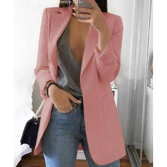 LoyisViDion Coat Women Blazers Windproof Coat Trench Coat Coats Autumn Spring Coat Blouse Jacket Pink 14(XXXL)