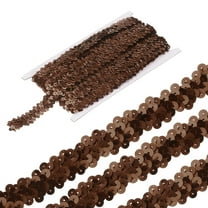 Uxcell 5 Yards 0.8 Inch Elastic Sequins Trim 2 Row Flat Sequin Strip Paillette Fabric Ribbon for Crafts DIY Fringe Sewing Costume Dress, Brown