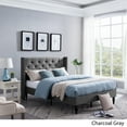 thumbnail image 2 of Noble House Liyam Queen-Sized Fabric Fully-Upholstered Traditional Bedframe, Charcoal Gray, 2 of 9